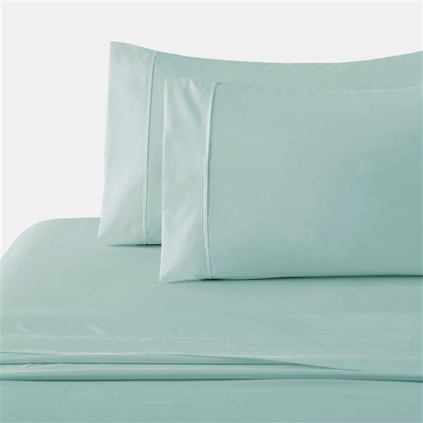 Marina Decoration 4-Piece 600-Thread Cotton/Polyester King Bed Sheet Set - Solid Aqua