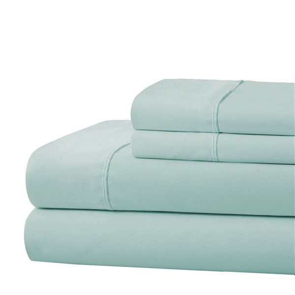 Marina Decoration 4-Piece 600-Thread Cotton/Polyester King Bed Sheet Set - Solid Aqua
