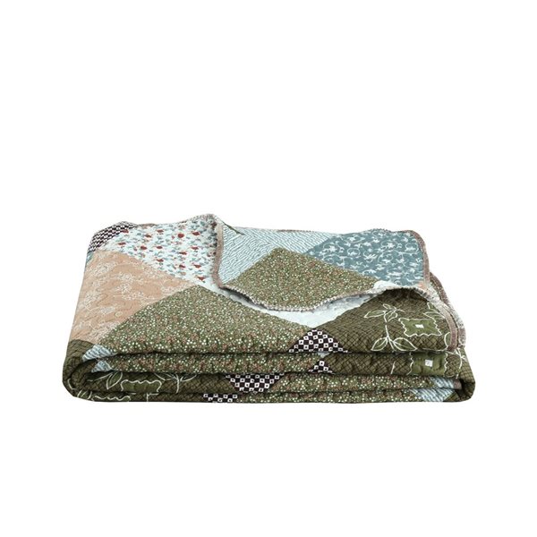 Marina Decoration Floral Plaid Pattern Embossed Solid Pinsonic King Bed Soft Quilt Set