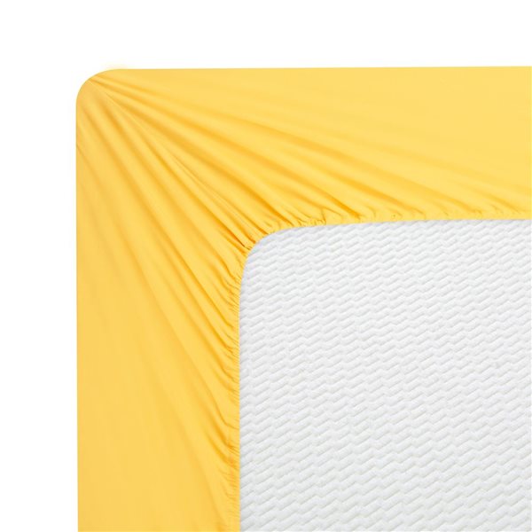 Marina Decoration 4-Piece 600-Thread Cotton/Polyester King Bed Sheet Set - Solid Yellow