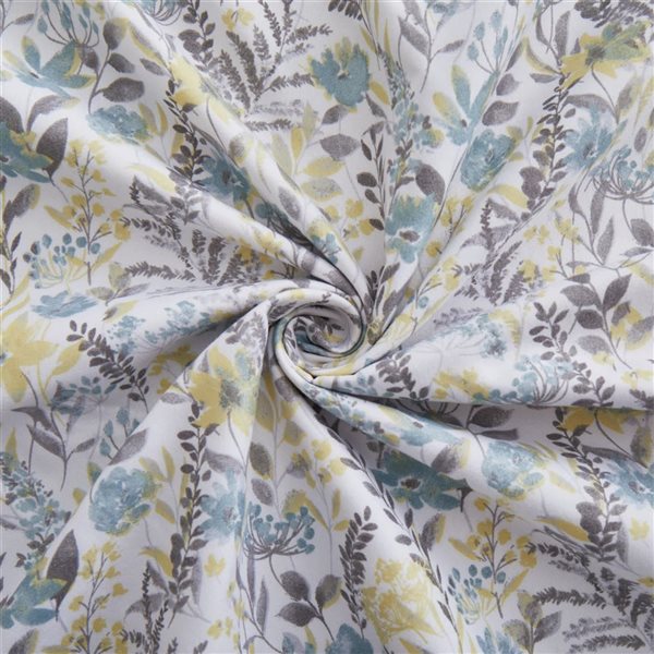 Marina Decoration 6-Piece Bamboo/Polyester Blend King Bed Sheet Set - Teal-Yellow Floral Pattern