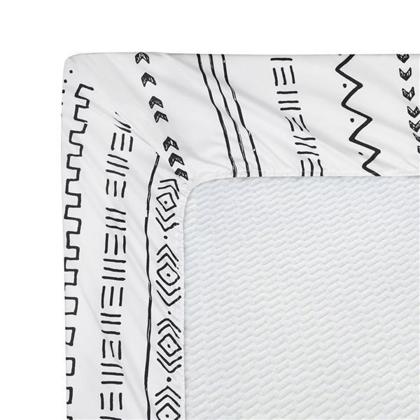 Marina Decoration 6-Piece Bamboo/Polyester Full Bed Sheet Set - White/Black Geometric and Arrow Pattern