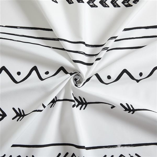 Marina Decoration 6-Piece Bamboo/Polyester Full Bed Sheet Set - White/Black Geometric and Arrow Pattern