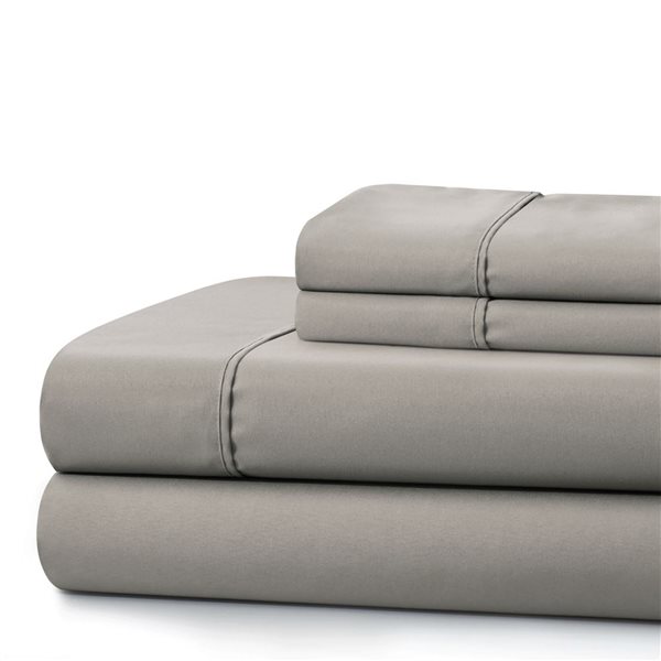 Marina Decoration 3-Piece 600-Thread Cotton/Polyester Twin XL Bed Sheet Set - Solid Taupe