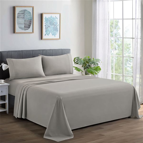 Marina Decoration 3-Piece 600-Thread Cotton/Polyester Twin XL Bed Sheet Set - Solid Taupe