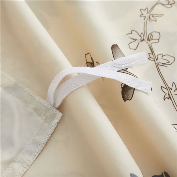 Marina Decoration 4-Piece Cream White and Blue King Printed Bamboo Bedding Set