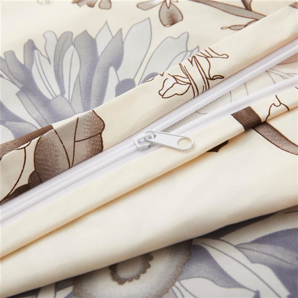 Marina Decoration 4-Piece Cream White and Blue King Printed Bamboo Bedding Set