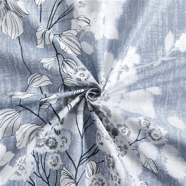 Marina Decoration 2-Piece Blue and Grey Twin Floral Print Duvet Cover Set