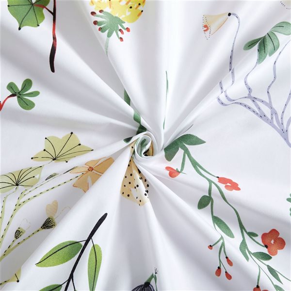 Marina Decoration 6-Piece Bamboo/Polyester King Bed Sheet Set - Red, Yellow and Purple Floral Pattern