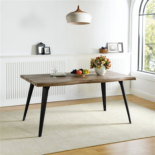 Homy Casa Modern 5-Pc Dining Set with Oak Table and Beige Accent Fabric Chairs