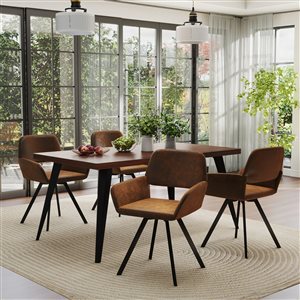 Ensemble table et chaises de cuisine chêne/gris Betria