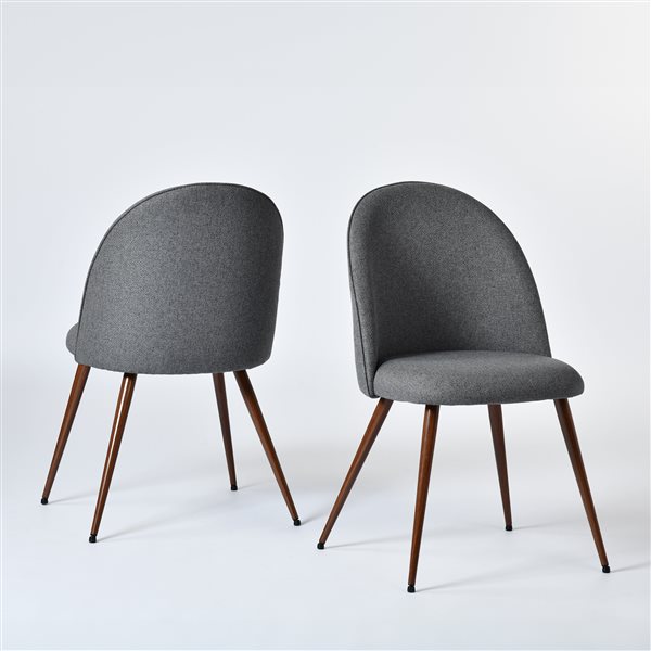 Homy Casa Modern 5-Pc Dining Set with Oak Table and Grey Fabric Chairs