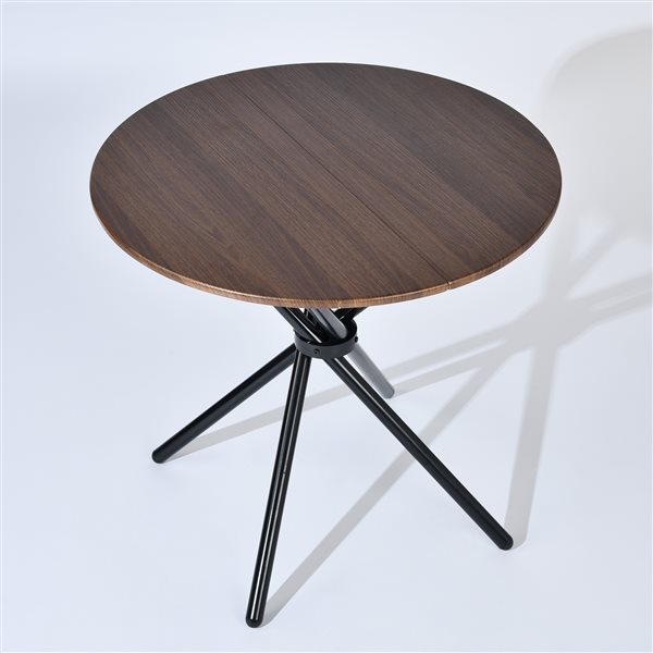 Homy Casa Modern 5-Pc Dining Set with Grey Fabric Chairs and Espresso MDF Round Table