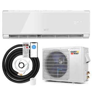 Costway 12,000-BTU White Wifi-Enabled Mini Split Air Conditioner & Heater with Heat Pump