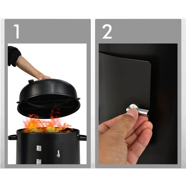 Costway 3-in-1 Portable Round Charcoal Smoker with Built-in Thermometer