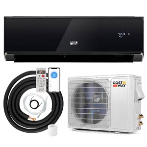 Costway 12,000-BTU Black Wifi-Enabled Mini Split Air Conditioner & Heater with Heat Pump