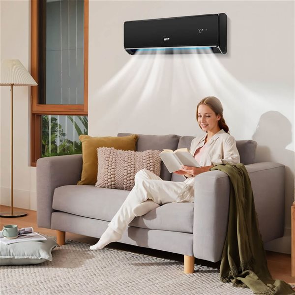 Costway 24,000-BTU Black Wifi-Enabled Mini Split Air Conditioner & Heater with Heat Pump
