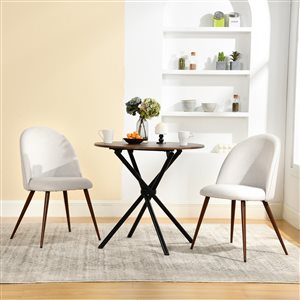 Ensemble de salle à manger 3 mcx Homy Casa avec table ronde et chaises rembourrées, beige