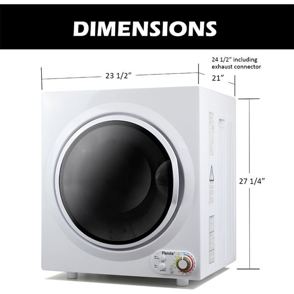 Panda 3.5 ft³ 110V Black & White Electric Portable Compact Dryer
