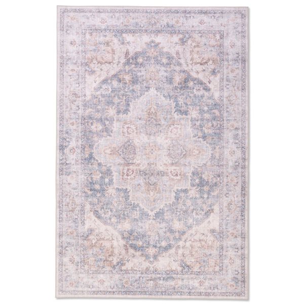 Erbanica Tranquil Traits 9 W x 12-ft L Rectangular Pastel Blue Grey Washable Indoor Area Rug