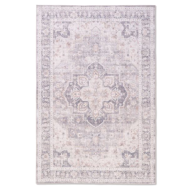 Erbanica Heritage 8 W x 10-ft L Rectangular Pastel Grey and Cream Washable Indoor Area Rug