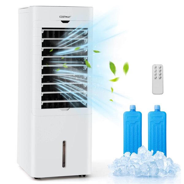 Costway 4-in1 Portable Evaporative Swamp Cooler and Heater w/ Oscillation - White