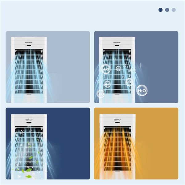 Costway 4-in1 Portable Evaporative Swamp Cooler and Heater w/ Oscillation - White