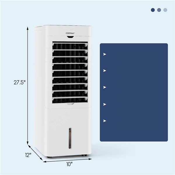 Costway 4-in1 Portable Evaporative Swamp Cooler and Heater w/ Oscillation - White