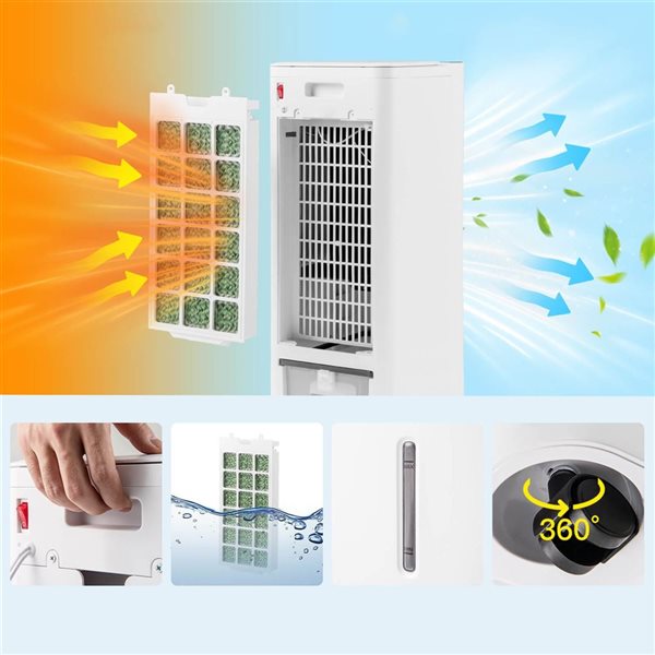 Costway 4-in1 Portable Evaporative Swamp Cooler and Heater w/ Oscillation - White