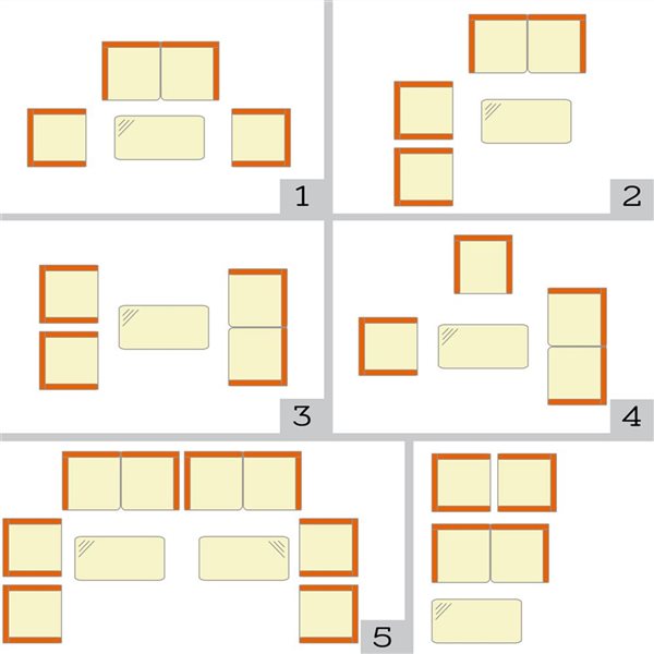 Costway 4 Pcs PE Rattan Patio Furniture Set w/ Coffee Table - Orange