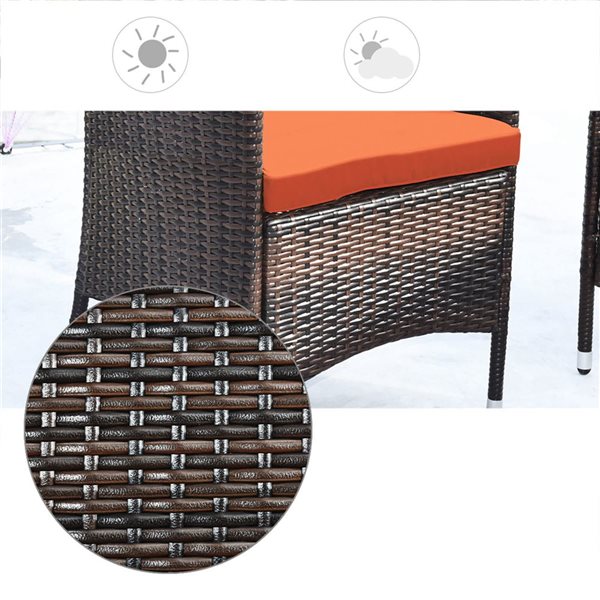 Costway 4 Pcs PE Rattan Patio Furniture Set w/ Coffee Table - Orange