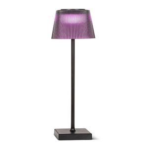 Lampe de table d'extérieur rechargeable à DEL gradable Abbott 15 po avec abat-jour cannelé, violet