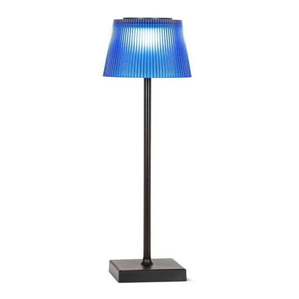 Abbott Outdoor LED Rechargeable Table Lamp 15-in w/ Fluted Shade - Blue