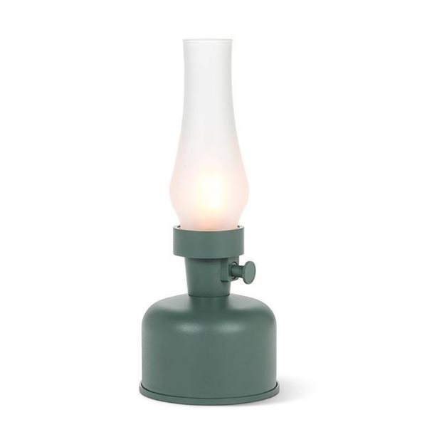 Abbott Lantern LED Rechargeable and Dimmable Table Lamp 10.5-in w/ Glass Shade - Green