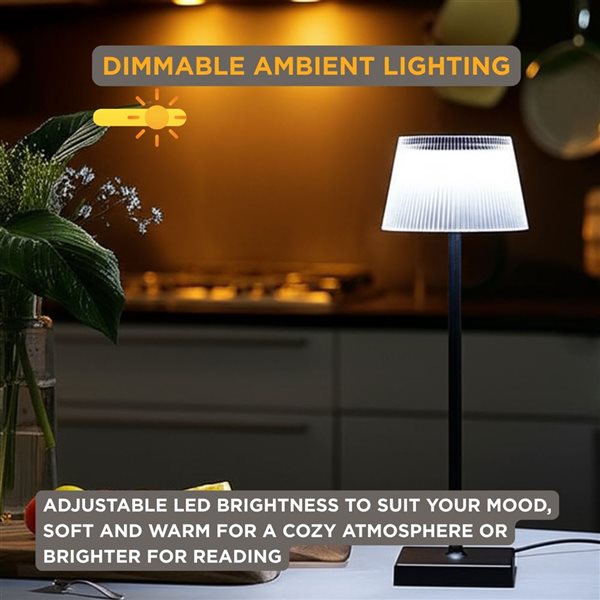 Abbott Outdoor LED Rechargeable Table Lamp 15-in w/ Fluted Shade - Frost