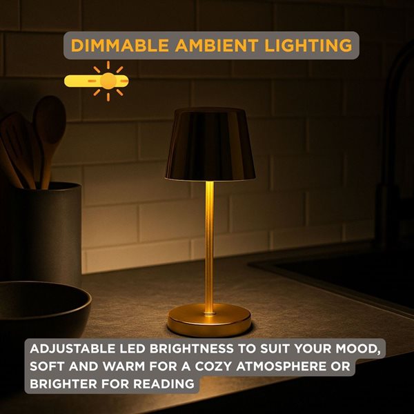 Abbott Crosby LED Rechargeable and Dimmage Table Lamp 8-in - Gold