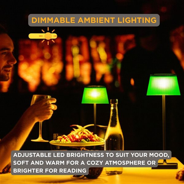 Abbott Outdoor LED Rechargeable Table Lamp 15-in w/ Fluted Shade - Green