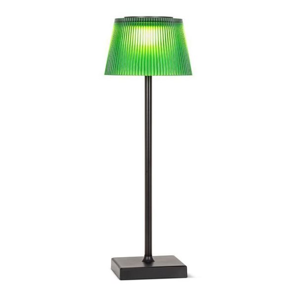 Abbott Outdoor LED Rechargeable Table Lamp 15-in w/ Fluted Shade - Green