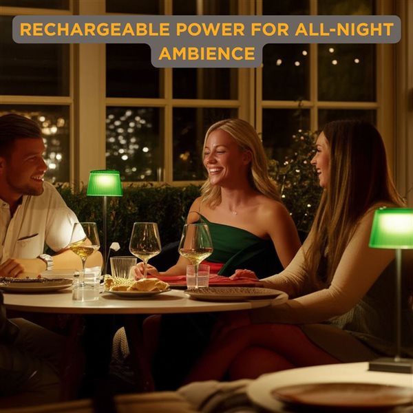 Abbott Outdoor LED Rechargeable Table Lamp 15-in w/ Fluted Shade - Green