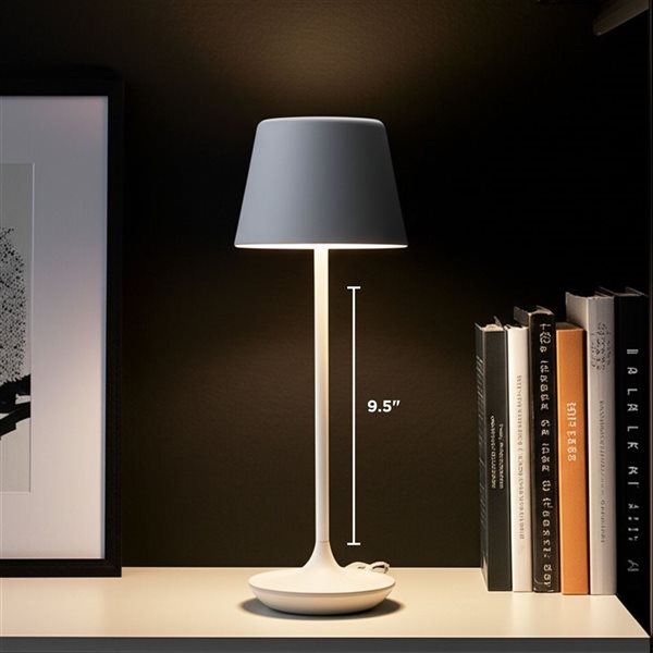 Abbott Bell-Shaped LED Rechargeable and Dimmable Table Lamp 9.5-in w/ Charging Base - White