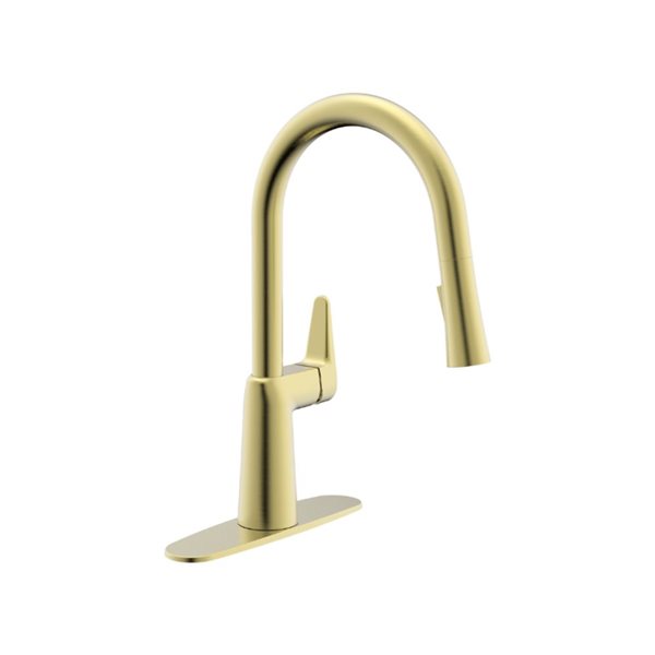 CraftX Blis Brushed Bronze Single Lever Handle Deck-Mount Pull Down Kitchen Faucet w/ Deck Plate