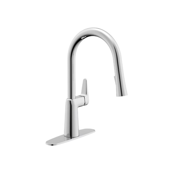 CraftX Blis Polished Chrome Single Lever Handle Deck-Mount Pull Down Kitchen Faucet w/ Deck Plate