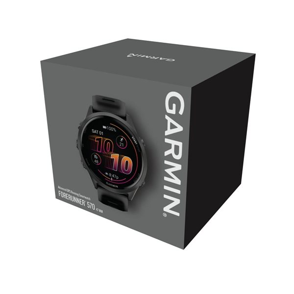 Garmin Forerunner 570 GPS Smartwatch 47-mm - Slate Grey Aluminum Bezel and Translucent Black/Black Band