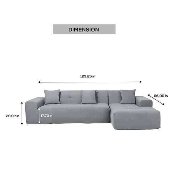 Deko Living Outdoor Compressed Modular Sectional Sofa and Coffee Table Set - Grey