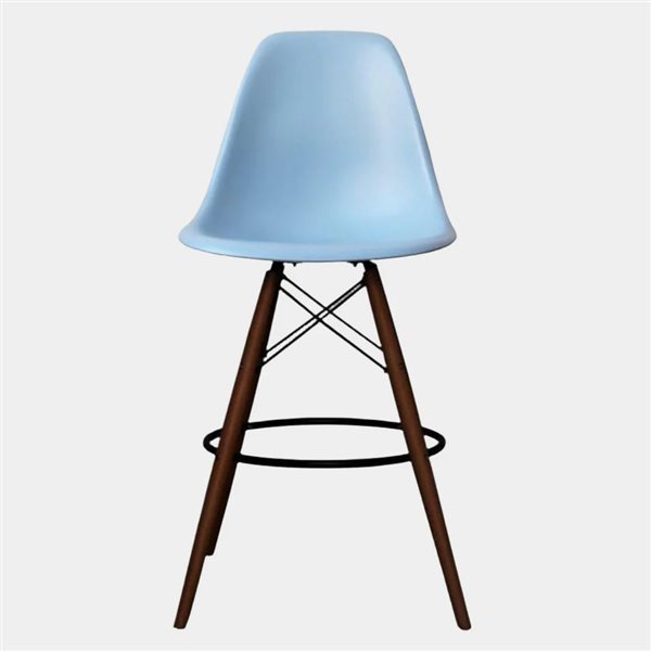 Plata Import Eiffel 26-in H Blue Plastic Counter Height Stool w/ Solid Wood Frame