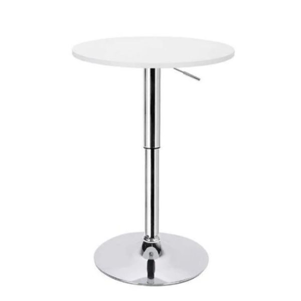 Plata Import 37.5-in H Silver/White Mid-Century Round Bar Table w/ Pedestal Base
