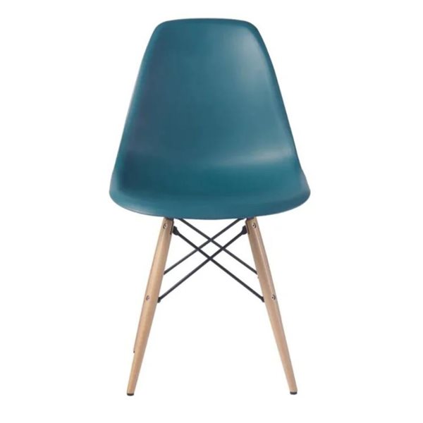 Plata Import Eiffel Green Plastic Dining Chair w/ Wood Legs