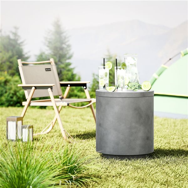 HOMCOM 10-L Outdoor Cooler Side Table w/ Removable Ice Bucket - Light Grey