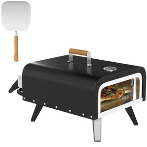HOMCOM Propane Gas Portable Pizza Oven w/ 12-in Pizza Stone - Black