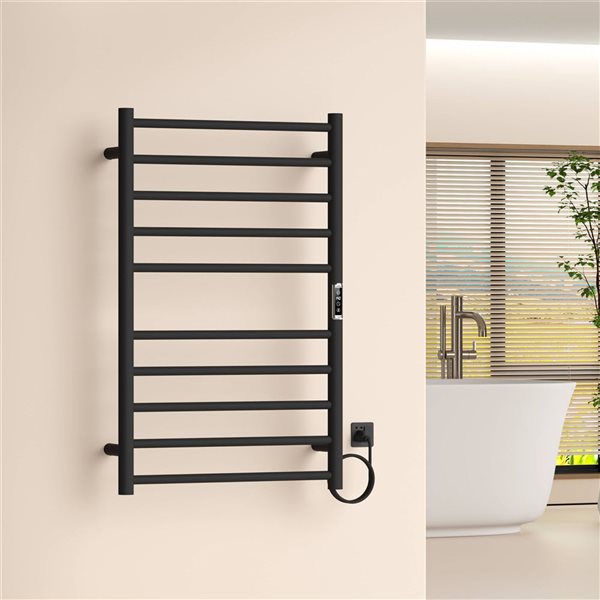 GEF Savon 10-Bar Wall-Mounted Electric Towel Warmer w/ Timer - Matte Black
